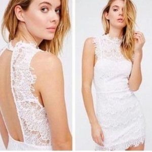 ❤️ NWT! FREE PEOPLE OPEN BACK WHITE LACE MINI BODYCON SHEATH DRESS, XS